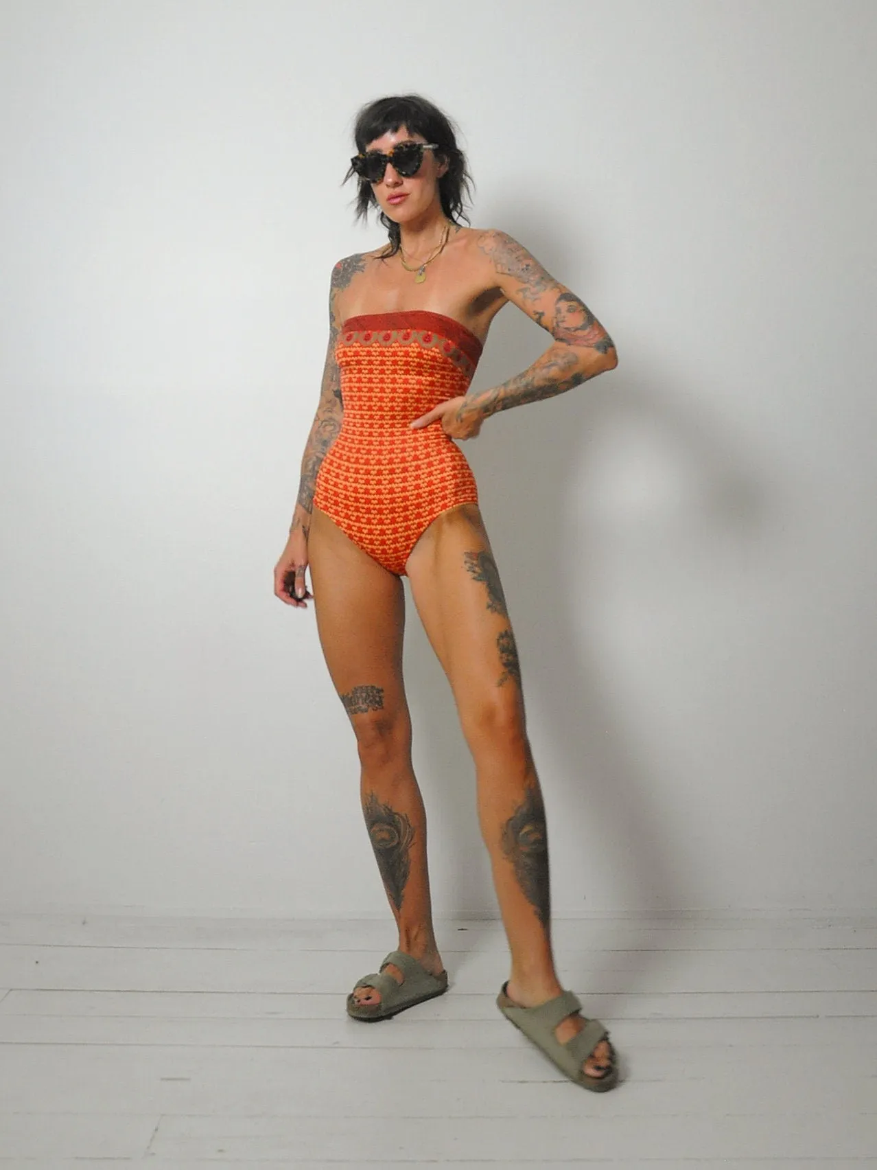 1970's Sassafras Strapless Swimsuit