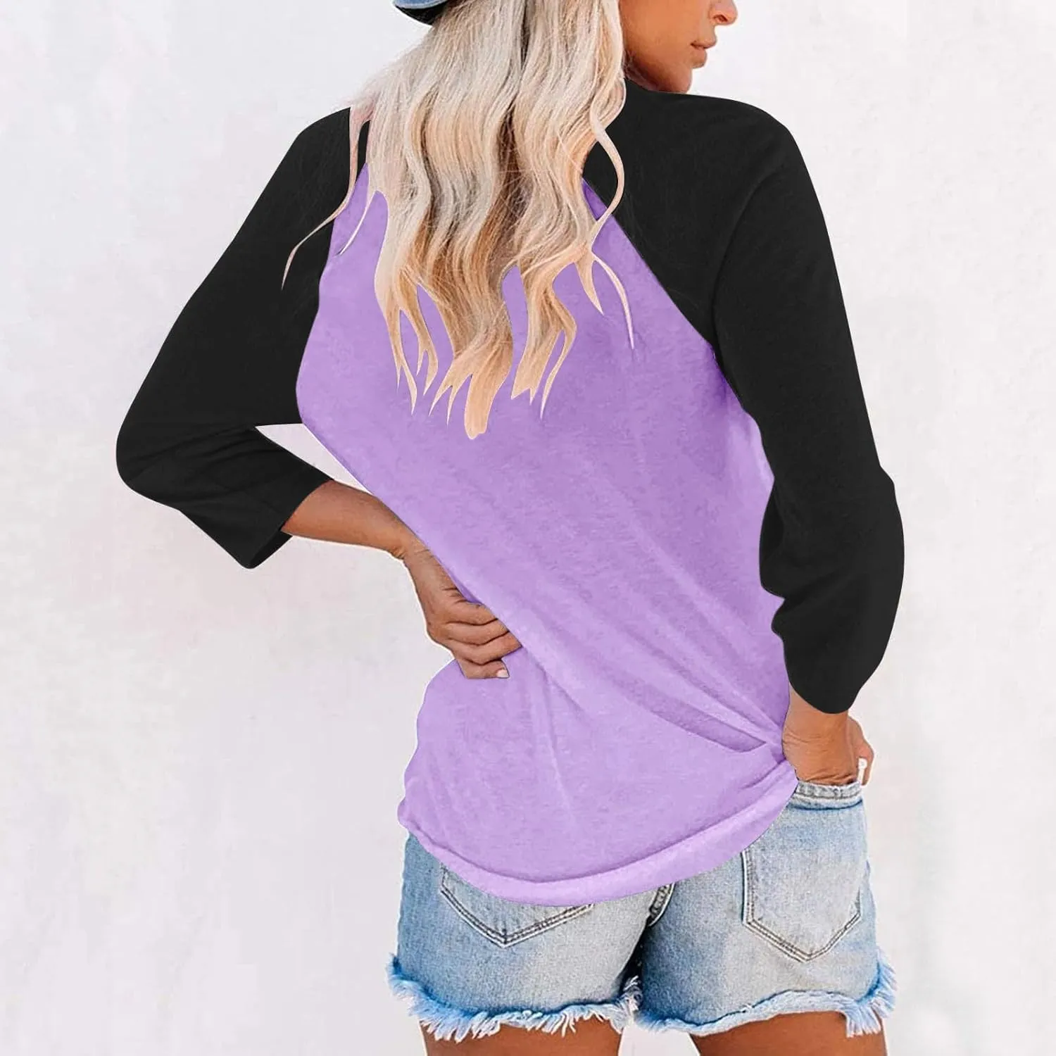 3/4 Sleeve Tops for Women Contrast Crewneck Casual Trendy Shirts Summer Jersey Sports Blouses Baseball Tee