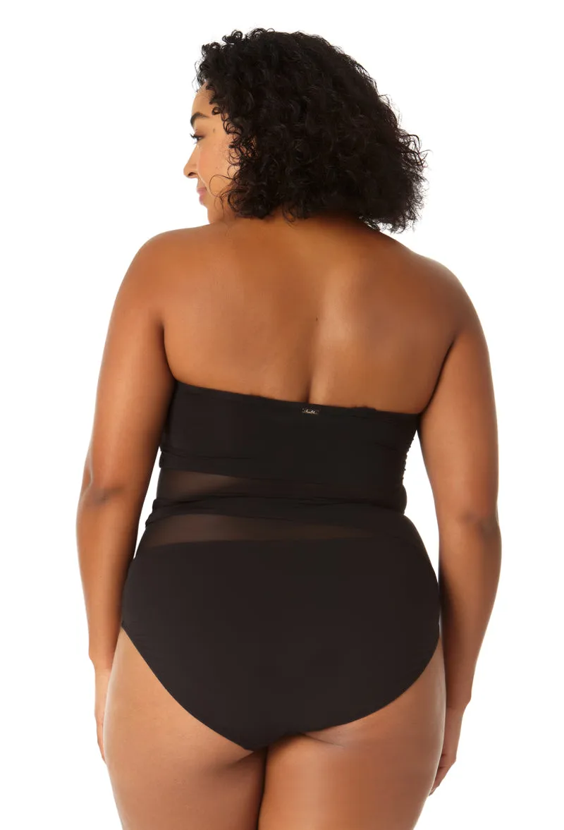 Anne Cole Plus - Women's Mesh Strapless One Piece Swimsuit