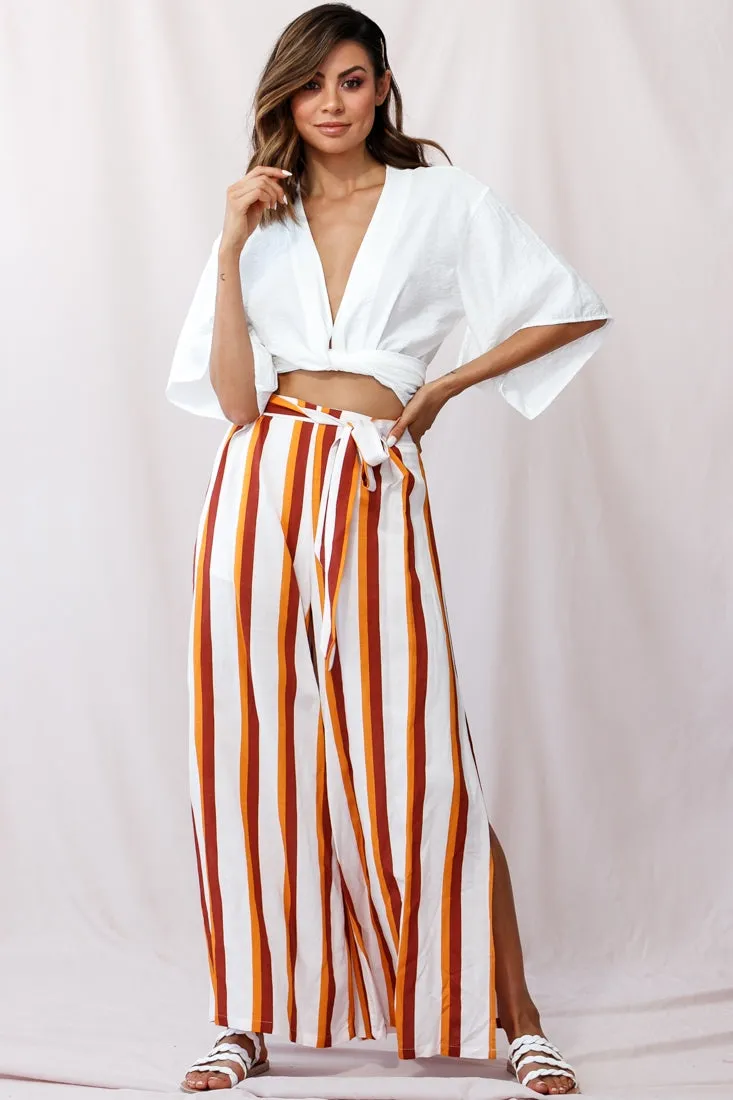 Aruba Wide Leg Side Split Pants Mustard/Brick