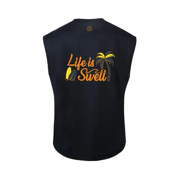 Barrel Men Tropical Sleeveless Rash Guard-BLACK