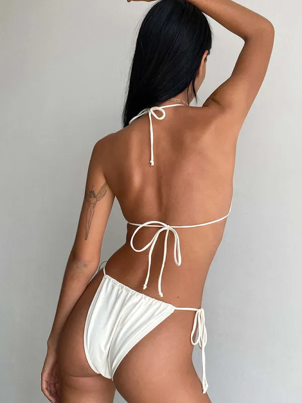 Beach Women's Ribboned Triangle Bra & Tie-Side Bikini