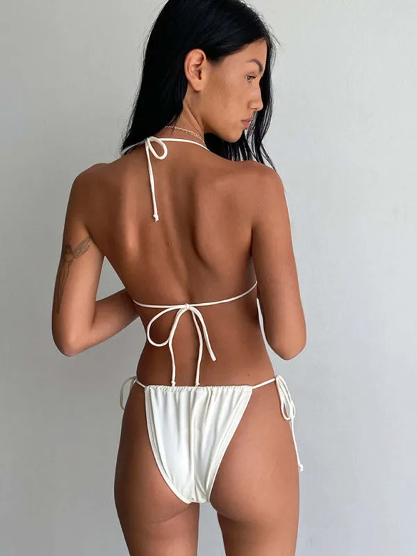 Beach Women's Ribboned Triangle Bra & Tie-Side Bikini