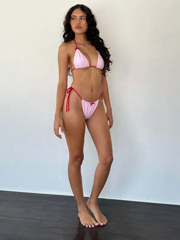 Beach Women's Ribboned Triangle Bra & Tie-Side Bikini