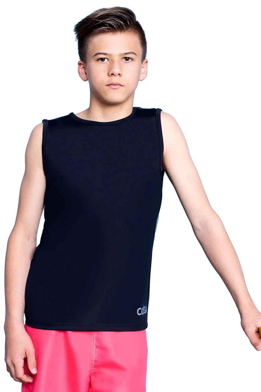 COEGA Boys Rashguard Sleeveless UK 14 - Black