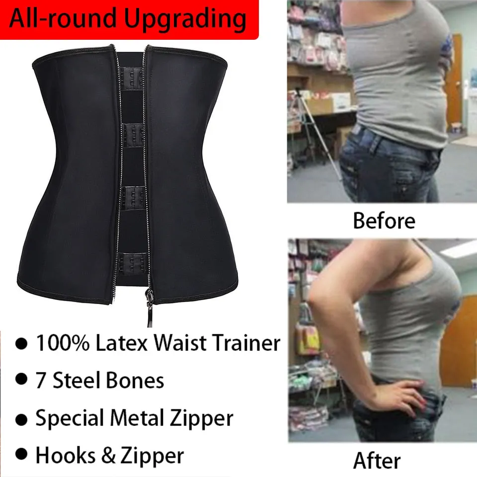Corset Body Shaper Latex Waist Trainer Zipper Underbust Slim Tummy Waist Cincher Slimming Briefs Shaper Belt Shapewear Women