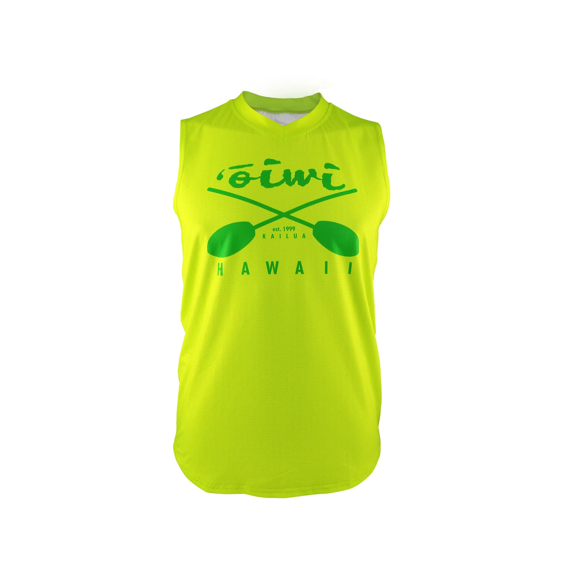 Cross Paddles Sleeveless UPF 30 Shirt in Safety Green