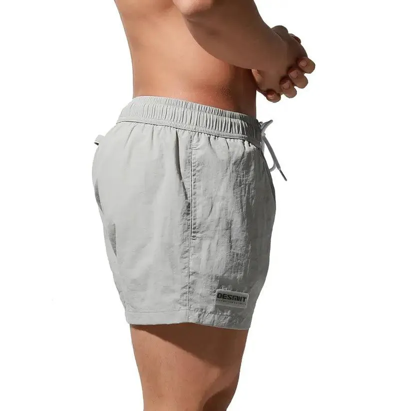 Desmiit Men's Geometric Stitching Quick-Dry Board Shorts | Black Beach Swimwear