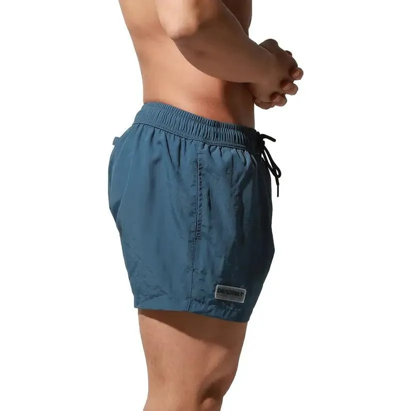 Desmiit Men's Geometric Stitching Quick-Dry Board Shorts | Black Beach Swimwear