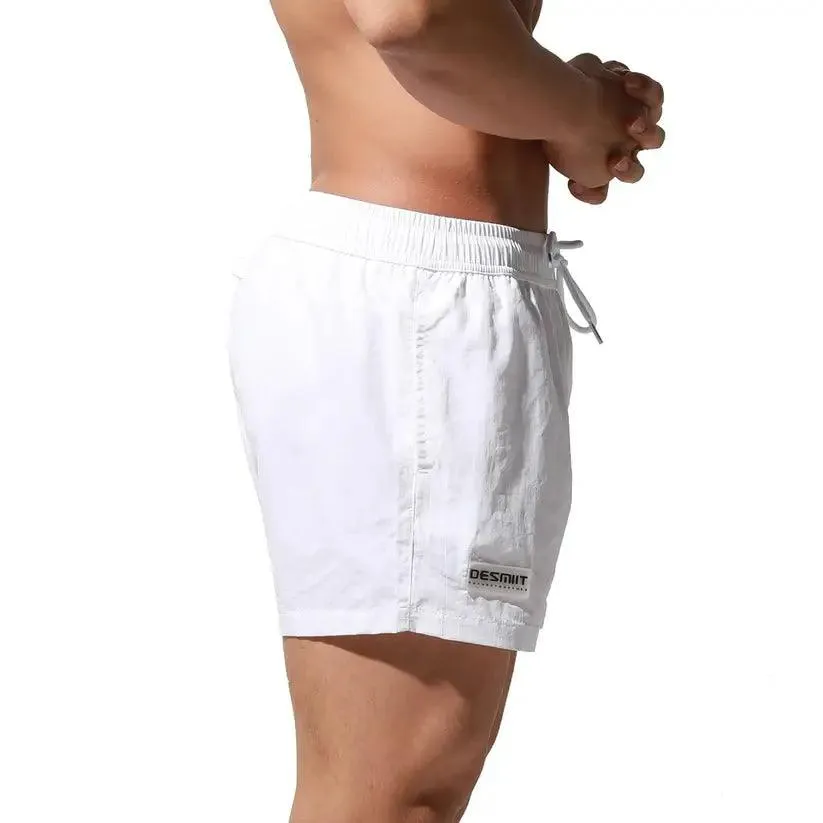 Desmiit Men's Geometric Stitching Quick-Dry Board Shorts | Black Beach Swimwear