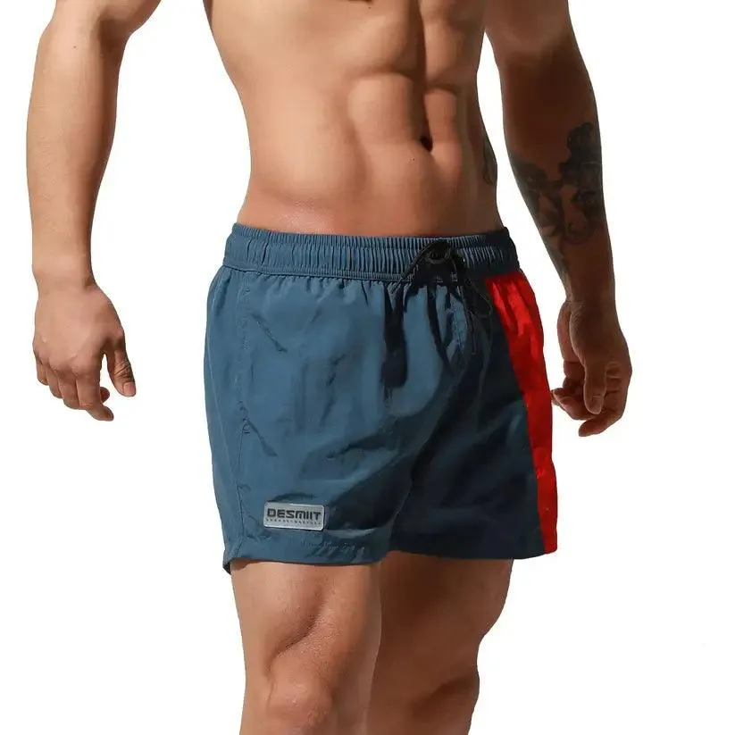 Desmiit Men's Geometric Stitching Quick-Dry Board Shorts | Black Beach Swimwear