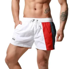Desmiit Men's Geometric Stitching Quick-Dry Board Shorts | Black Beach Swimwear