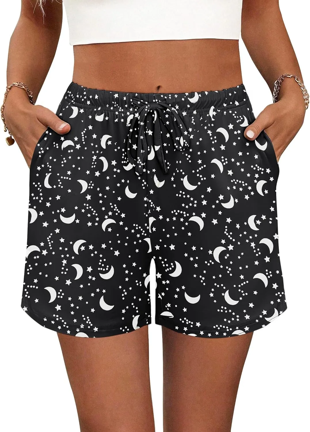 Ekouaer Pajama Shorts for Women Soft Comfy Lounge Shorts Drawstring Pj Shorts Short Pajama Bottoms with Pockets S-XXL