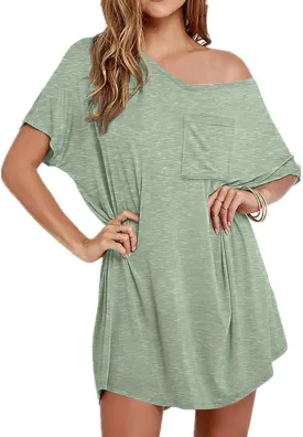 Ekouaer Womens Tshirt Nightgown Cotton V Neck Sleepshirts Comfy Casual Nightshirt for Women