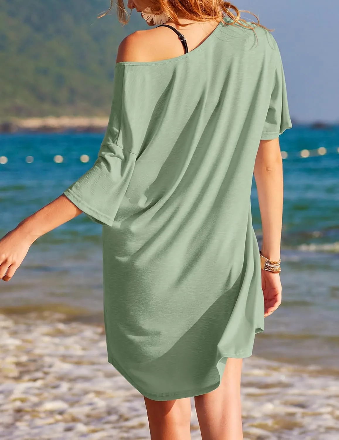 Ekouaer Womens Tshirt Nightgown Cotton V Neck Sleepshirts Comfy Casual Nightshirt for Women