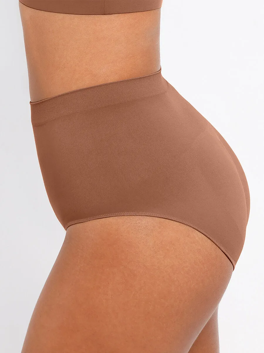 Feelingirl Seamless High-Waist Tummy Control Antibacterial Peach Hip Brief