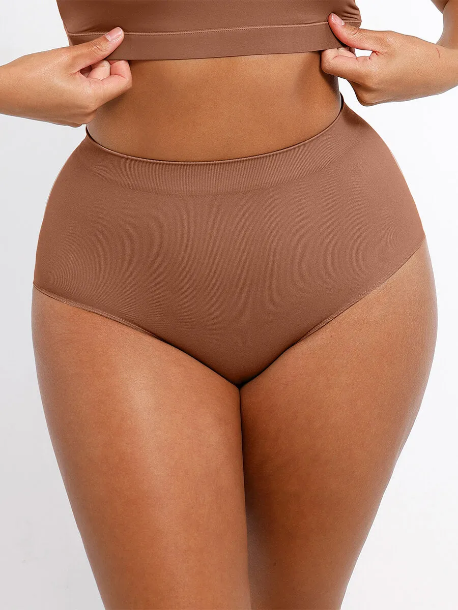 Feelingirl Seamless High-Waist Tummy Control Antibacterial Peach Hip Brief