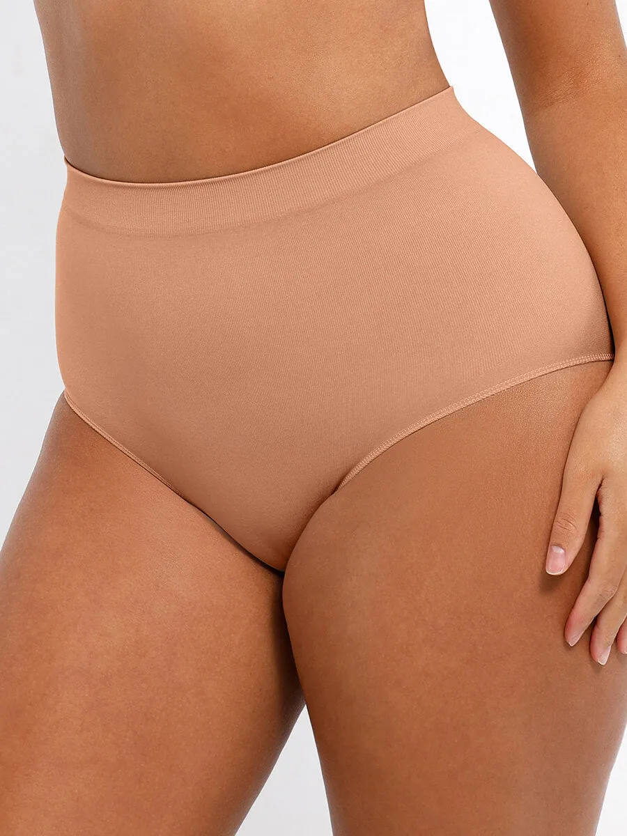 Feelingirl Seamless High-Waist Tummy Control Antibacterial Peach Hip Brief