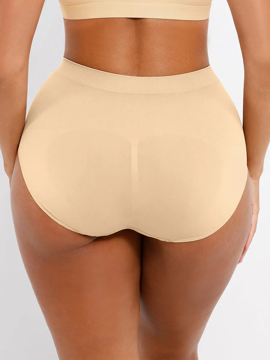 Feelingirl Seamless High-Waist Tummy Control Antibacterial Peach Hip Brief