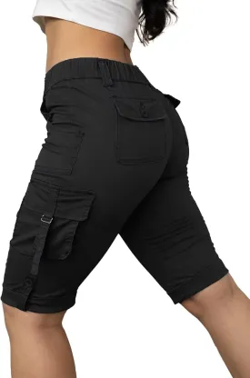 Flamingals Hiking Shorts for Women Flap Pocket Design Bermuda Cargo Shorts 2025 Trendy