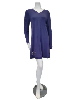 Fleur't Oxford Blue V Neck Long Sleeve Modal Nightshirt