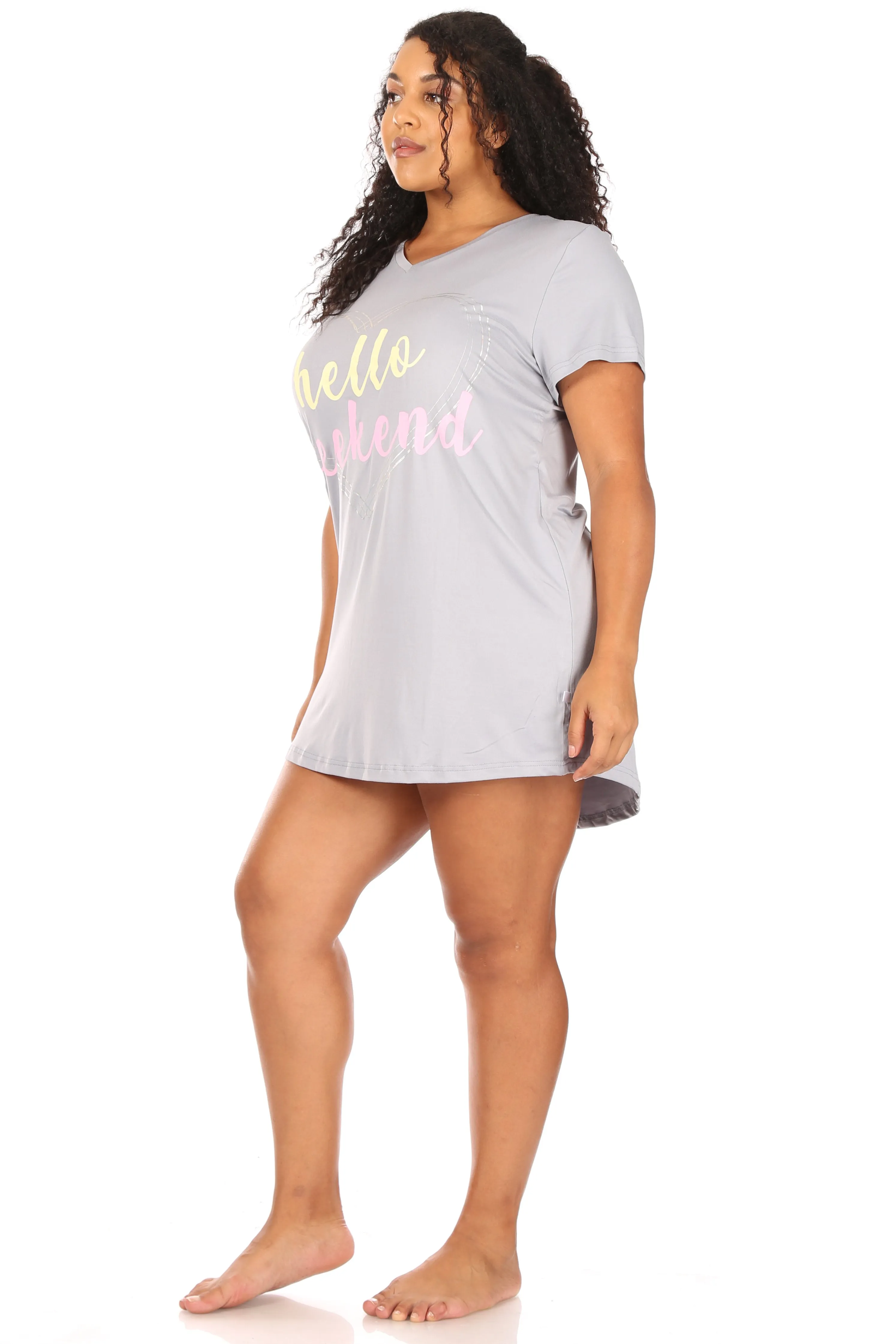 Hello Weekend Plus Size Nightshirt with Scrunchies