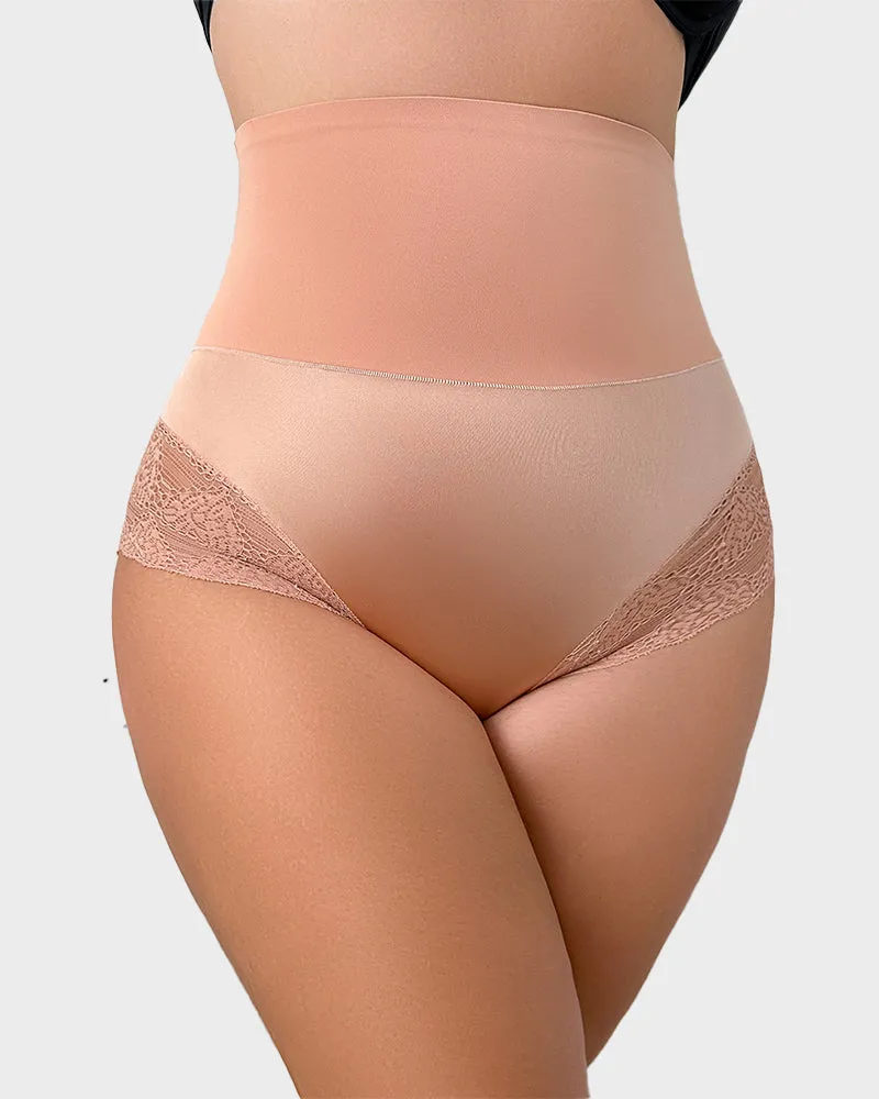 High-Rise Lace-Trim Tummy Control Shaping Brief Panty