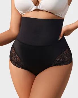 High-Rise Lace-Trim Tummy Control Shaping Brief Panty