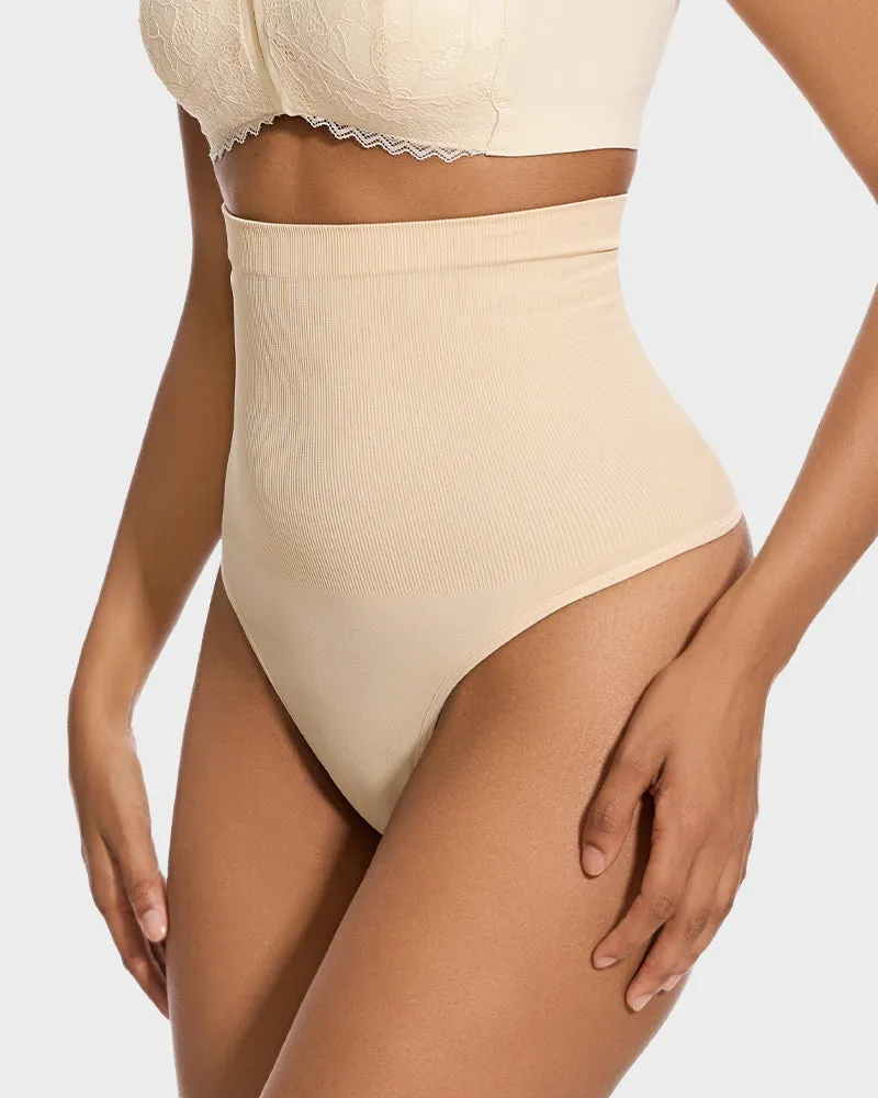 High Waist Tummy Control Shaping Thong Panty (2 Pack)