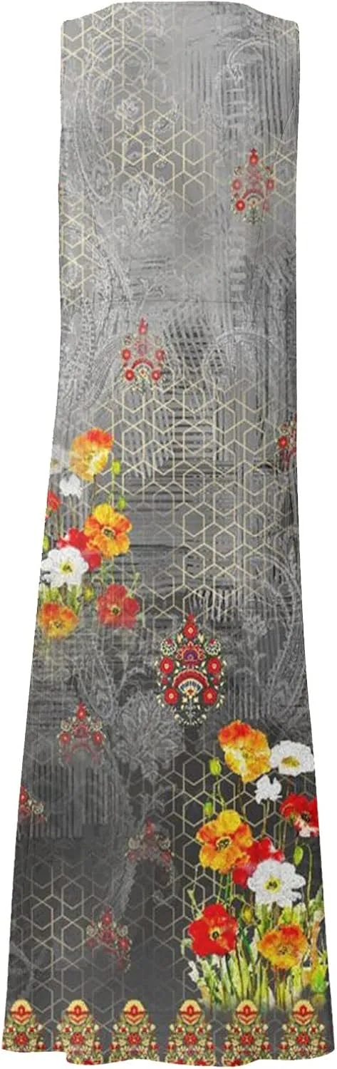 HXHYQKP Plus Size Dresses for Curvy Women - Sleeveless Summer Maxi Sun Dresses with Pockets