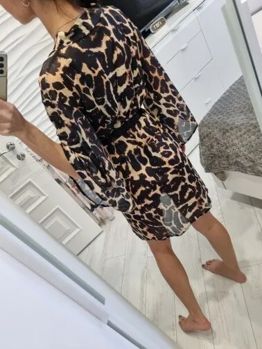 Leopard Print Belted Babydoll Robe