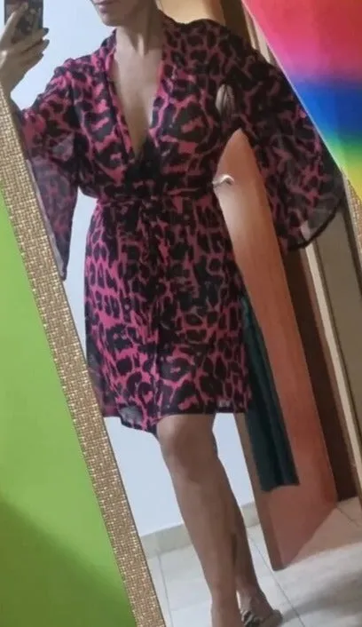 Leopard Print Belted Babydoll Robe