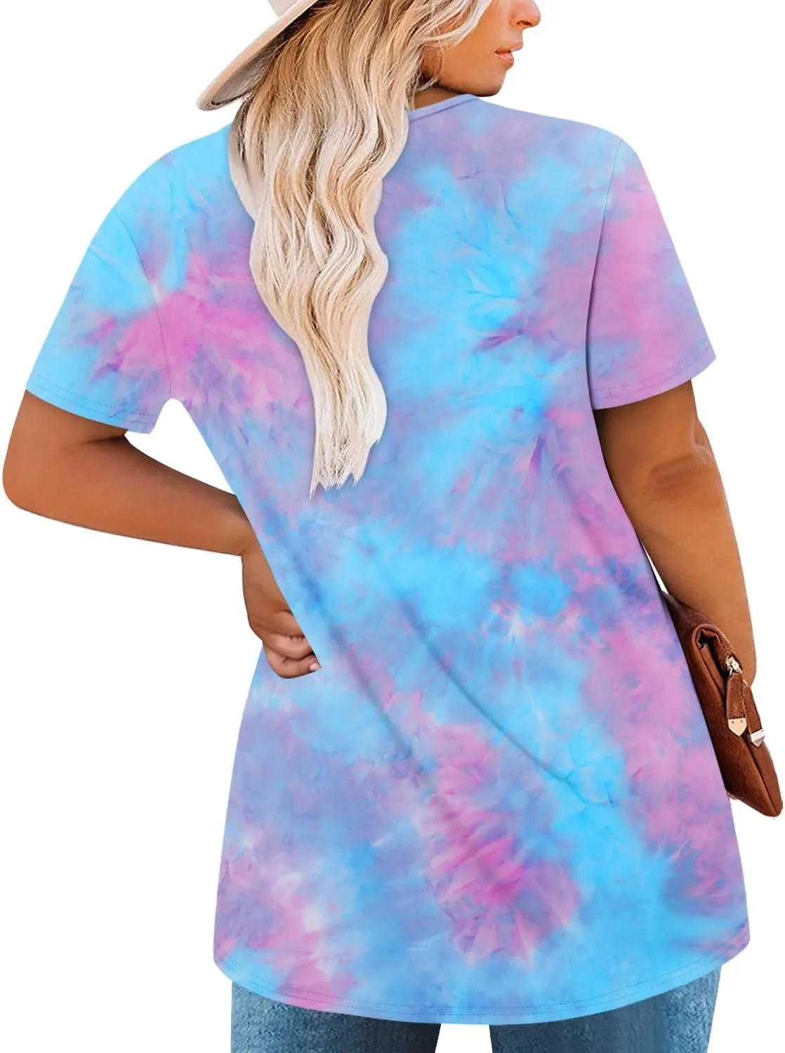 Magritta Plus Size Tops for Women Casual Summer Crew Neck Tunics Short Sleeve Loose Shirts Blouses 1X-5X