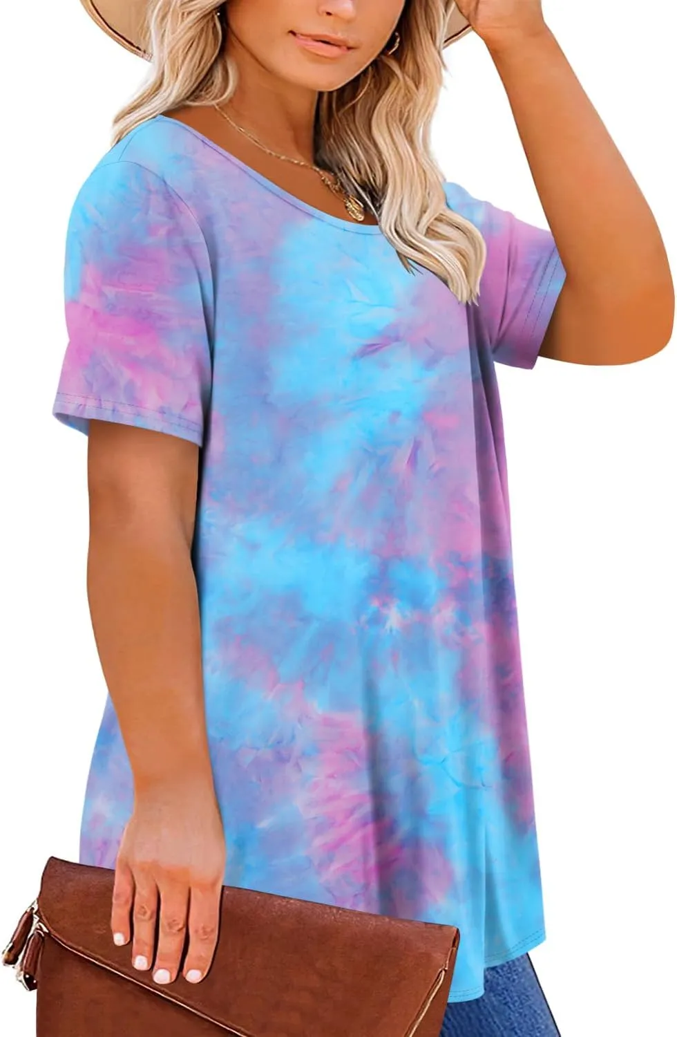 Magritta Plus Size Tops for Women Casual Summer Crew Neck Tunics Short Sleeve Loose Shirts Blouses 1X-5X