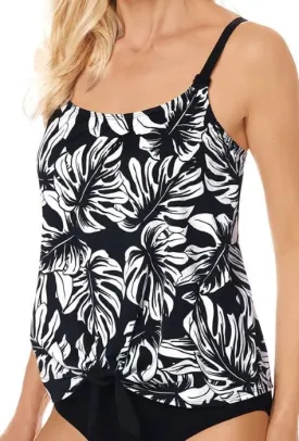 Mastectomy Swim Top 'Koh Samui Blouson Tankini Top' Black/White
