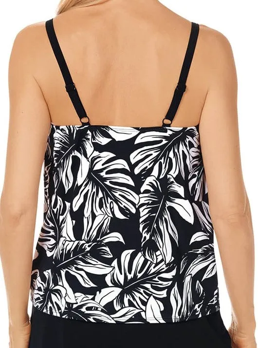 Mastectomy Swim Top 'Koh Samui Blouson Tankini Top' Black/White