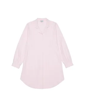 Maternity Brushed Cotton Nightshirt - Pink Herringbone
