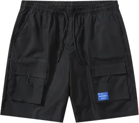 Men's Athletic Cargo Shorts with Pockets Quick Dry Running Workout Gym Elastic Lightweight Basketball Trunks