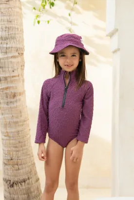 Mini Blake Surfsuit - Textured Leopard Grape