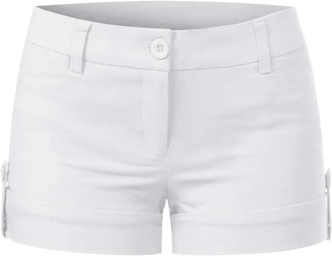 MixMatchy Women's Casual Body Enhancing Comfort Cuffed Shorts with Pockets