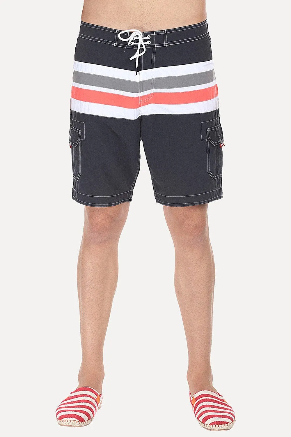 Multiple Stripe Nylon Quick-Dry Board Shorts