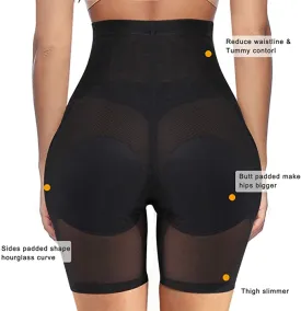 New Gotoly Women Shapewear Control Panties Butt Lifter Padded Hip Enhancer Body Shaper Seamless Underwear Hi- Waist Short, Black, Sz XXLarge!