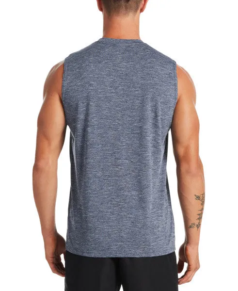 Nike Swim Men's Heather Sleeveless Hydroguard Swim Shirt Midnight Navy