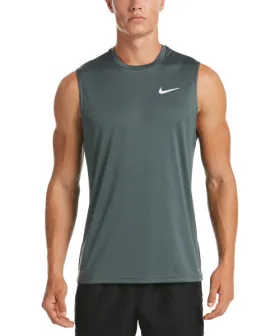 Nike Swim Men's Solid Sleeveless Hydroguard Swim Shirt Iron Grey