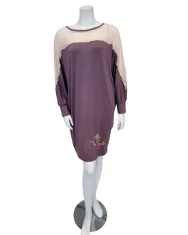 Oh! Zuza Peach Lace Sheer Sleeve Cocoa Modal Nightshirt