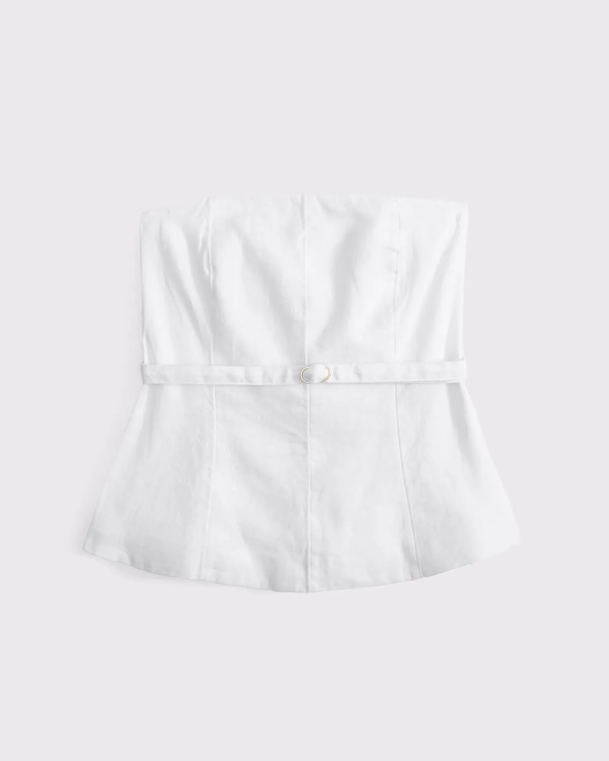 PICPUNMAK Womens Summer Linen Strapless Tube Tops Backless Zipper Flare Hem Belted Peplum Tops Ruffle Bandeau Tube Top Beach