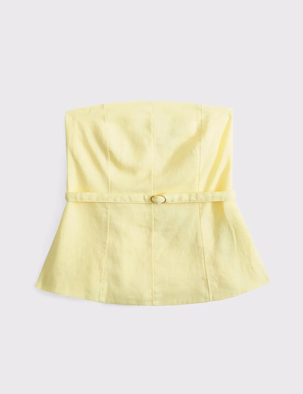 PICPUNMAK Womens Summer Linen Strapless Tube Tops Backless Zipper Flare Hem Belted Peplum Tops Ruffle Bandeau Tube Top Beach