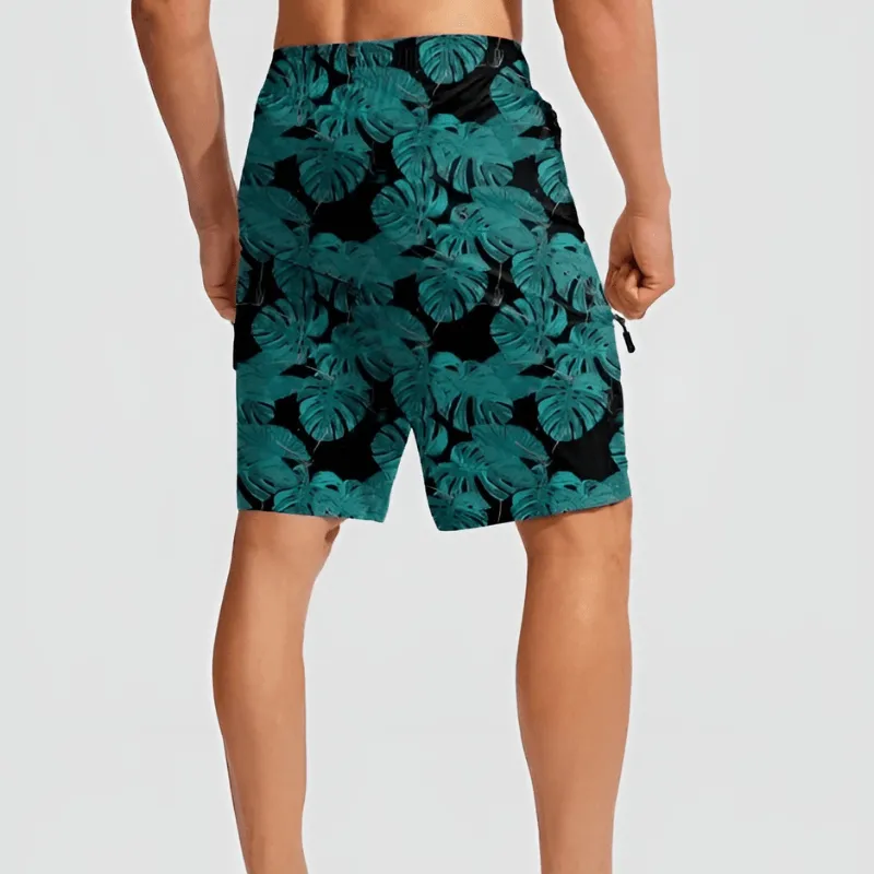 Quick Dry Printed Board Shorts With 5 Pockets