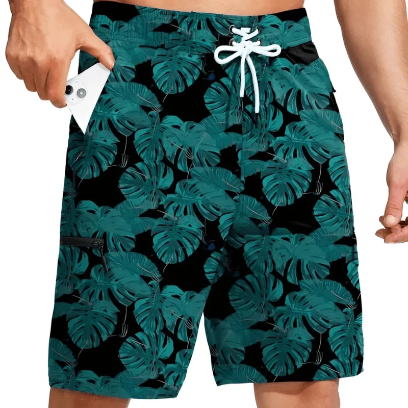 Quick Dry Printed Board Shorts With 5 Pockets