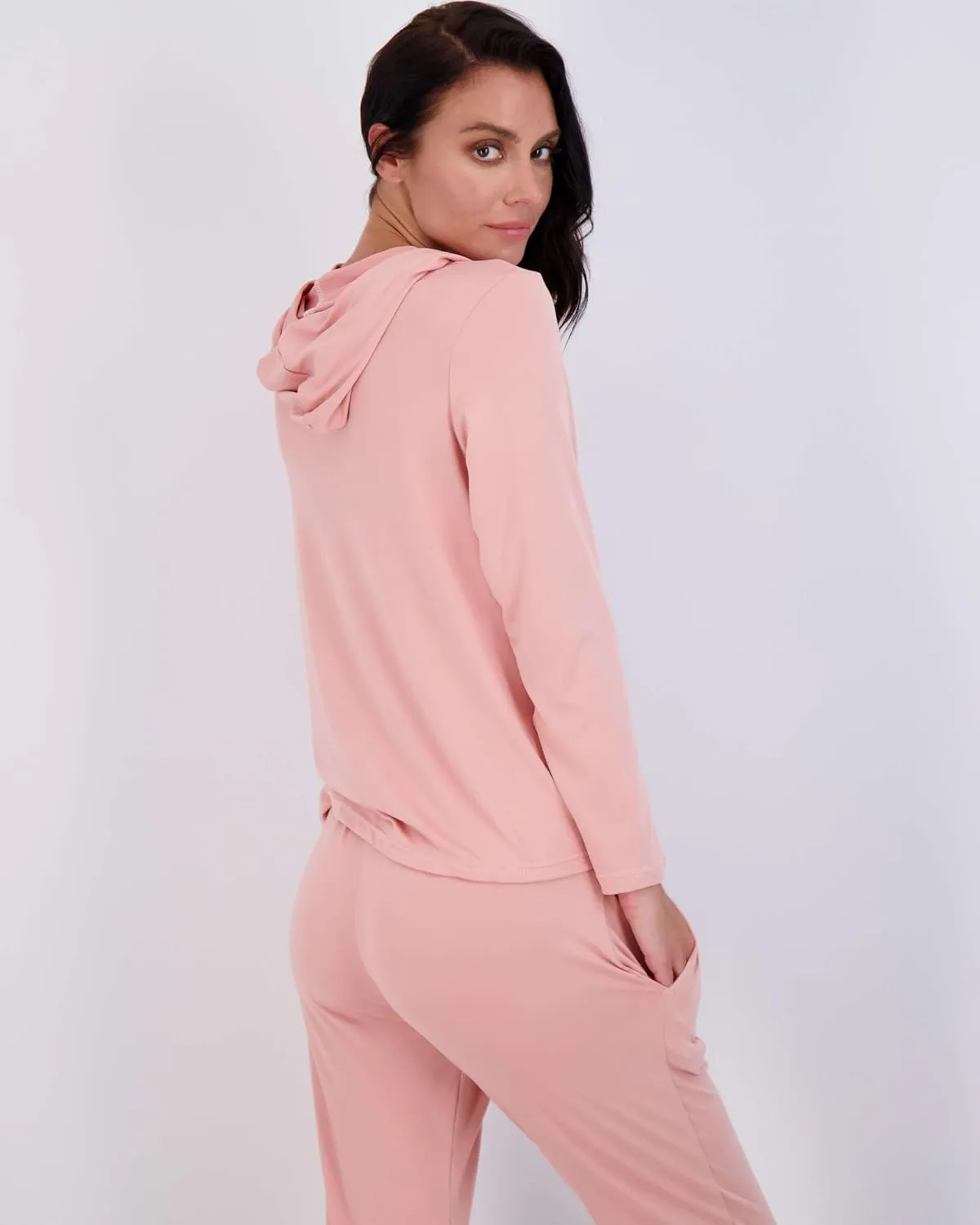 Real Essentials 2 Pack: Women's Soft Long Sleeve Sleep Set - Comfortable Lounge Pull Over Hoodie and Henley Jogger